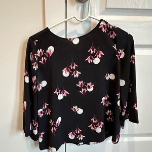 Floral Black and Pink Women's Top